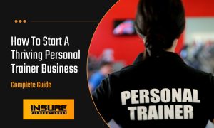 Guide cover with text 'How To Start A Personal Trainer Business' and the Insure Fitness Group logo
