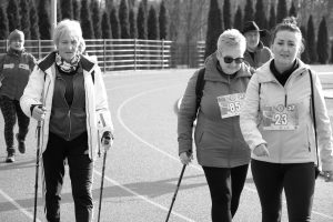 senior adults walking outside