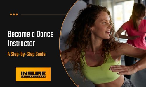 Focused dance teacher leading a class, with text 'Become a Dance Instructor: A Step-by-Step Guide' for a blog on 'How to Become a Dance Instructor