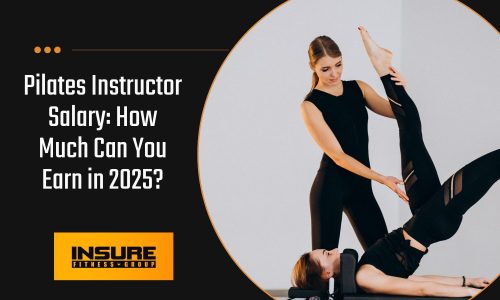 pilates instructor working with a client with the words pilates instructor salary: How much can you earn in 2025