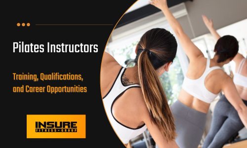 blog banner for what is a pilates instructor. Three women practicing pilates in a group class